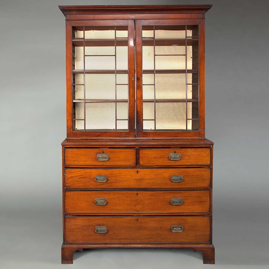 Appraisal: George III Mahogany Bookcase Cabinet Early th century The molded