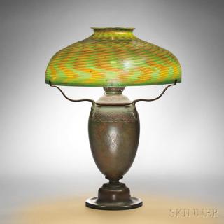 Appraisal: Tiffany Studios Table Lamp Bronze favrile glass New York c