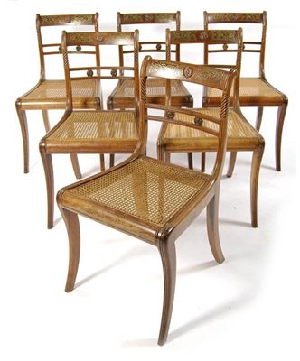 Appraisal: A matched set of six late Regency rosewood side chairs