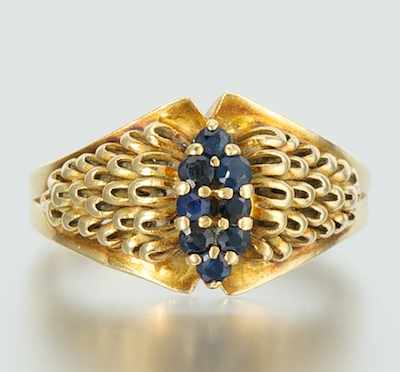 Appraisal: A Ladies' Italian k Gold and Sapphire Ring k yellow