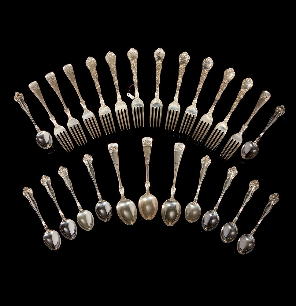 Appraisal: Assorted Sterling Silver Forks Spoons Assorted sterling silver spoons and