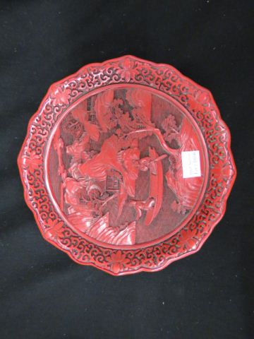 Appraisal: pcs of Chinese Cinnabar signed wall plate with figures in