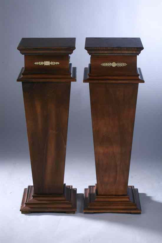 Appraisal: PAIR FRENCH NEOCLASSICAL STYLE FRUITWOOD AND GILT-BRONZE MOUNTED PEDESTALS -