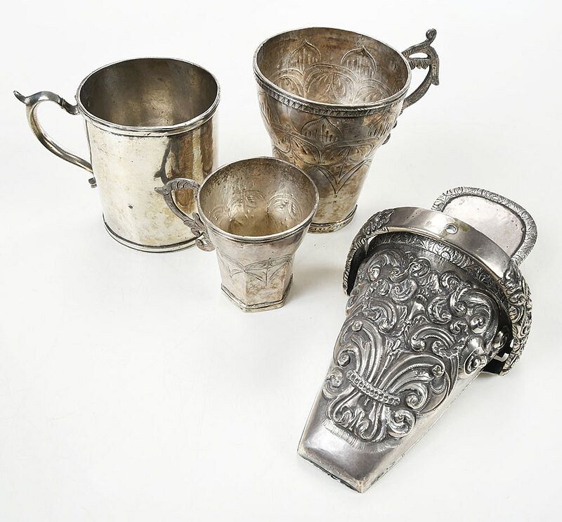 Appraisal: Four Pieces Spanish Colonial Silver probably th century including three