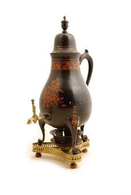 Appraisal: An early th century Dutch tole and japanned tea urn