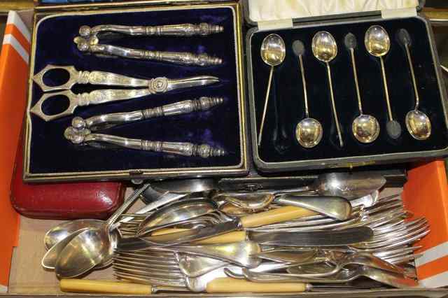 Appraisal: A CASED SET OF VICTORIAN SILVER PLATED NUT CRACKERS and