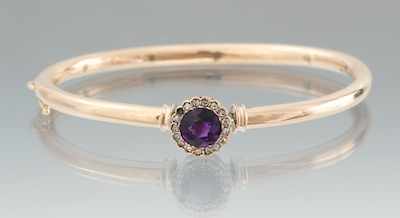 Appraisal: A Russian Gold Amethyst and Diamond Bangle Bracelet k rose