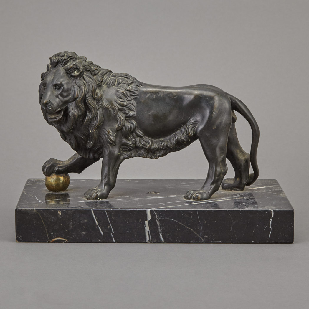 Appraisal: Gilt and Patinated-Bronze Figure of the Medici Lion The standing