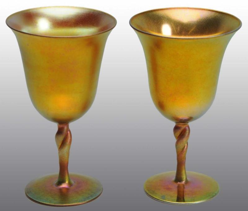 Appraisal: Lot of Art Glass Aurene Goblets Description Beautiful iridescence with