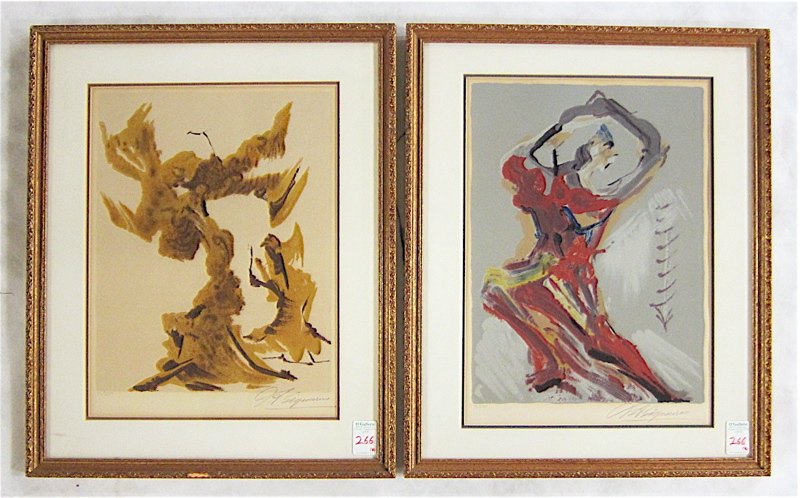 Appraisal: DAVID ALFARO SIQUEIROS TWO COLOR LITHOGRAPHS California Mexico - Depicting