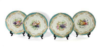 Appraisal: A set of four Royal Worcester cabinet plates painted fruit