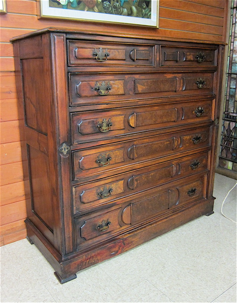 Appraisal: VICTORIAN WALNUT SIDE LOCK CHEST American th century having six