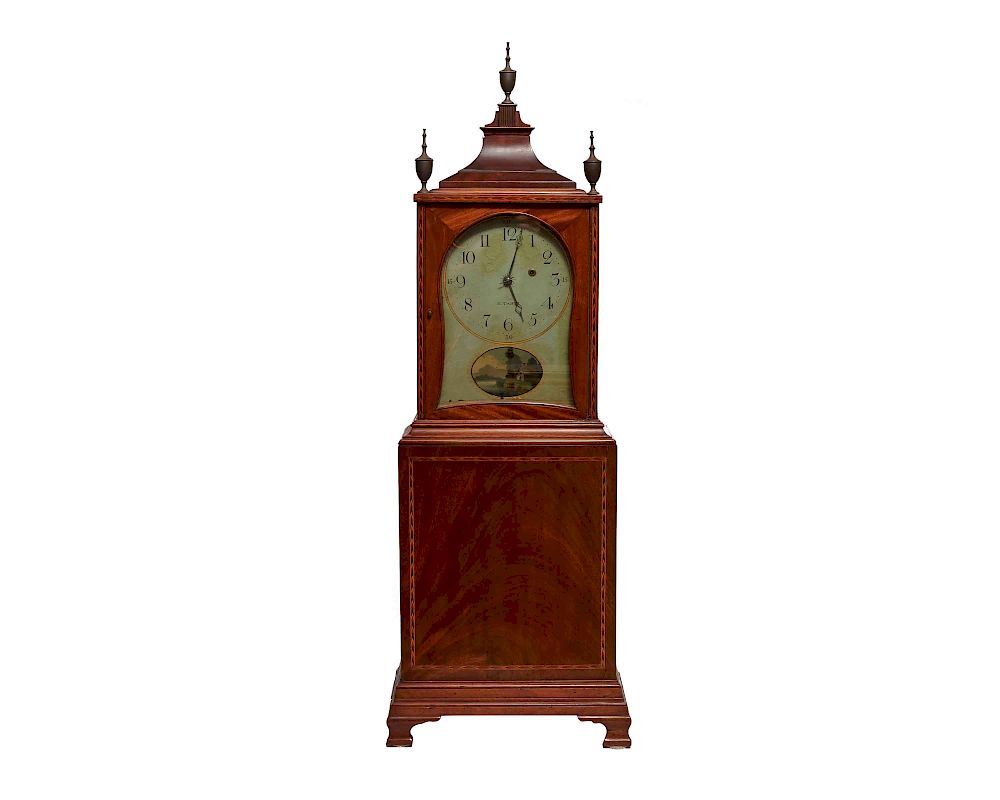 Appraisal: Federal Mahogany Inlaid Shelf Clock dial signed E Taber Federal