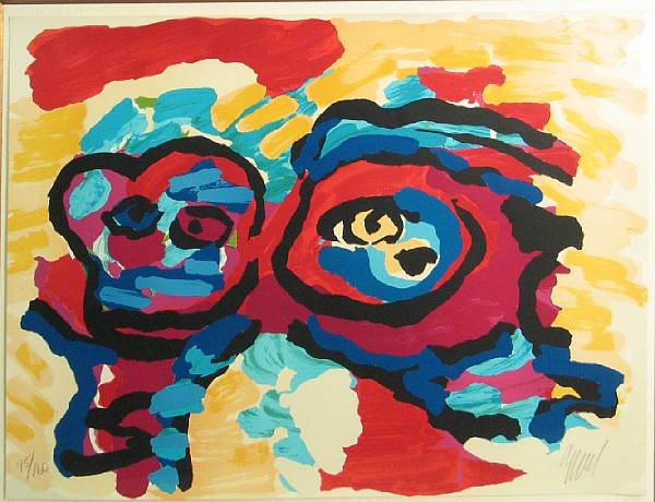 Appraisal: Karel Appel Dutch - Mother and Little Boy c Colr