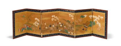 Appraisal: Japanese six panel screen late th century Of color and