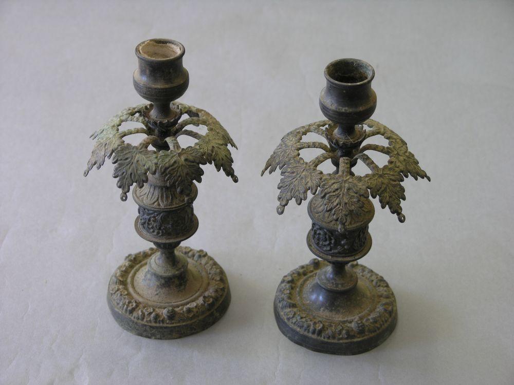 Appraisal: A pair of Regency style candlesticks probably mid th century