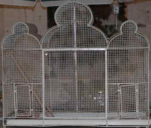 Appraisal: VINTAGE FRENCH WHITE PAINTED WIRE AND METAL BIRDCAGE with Moorish