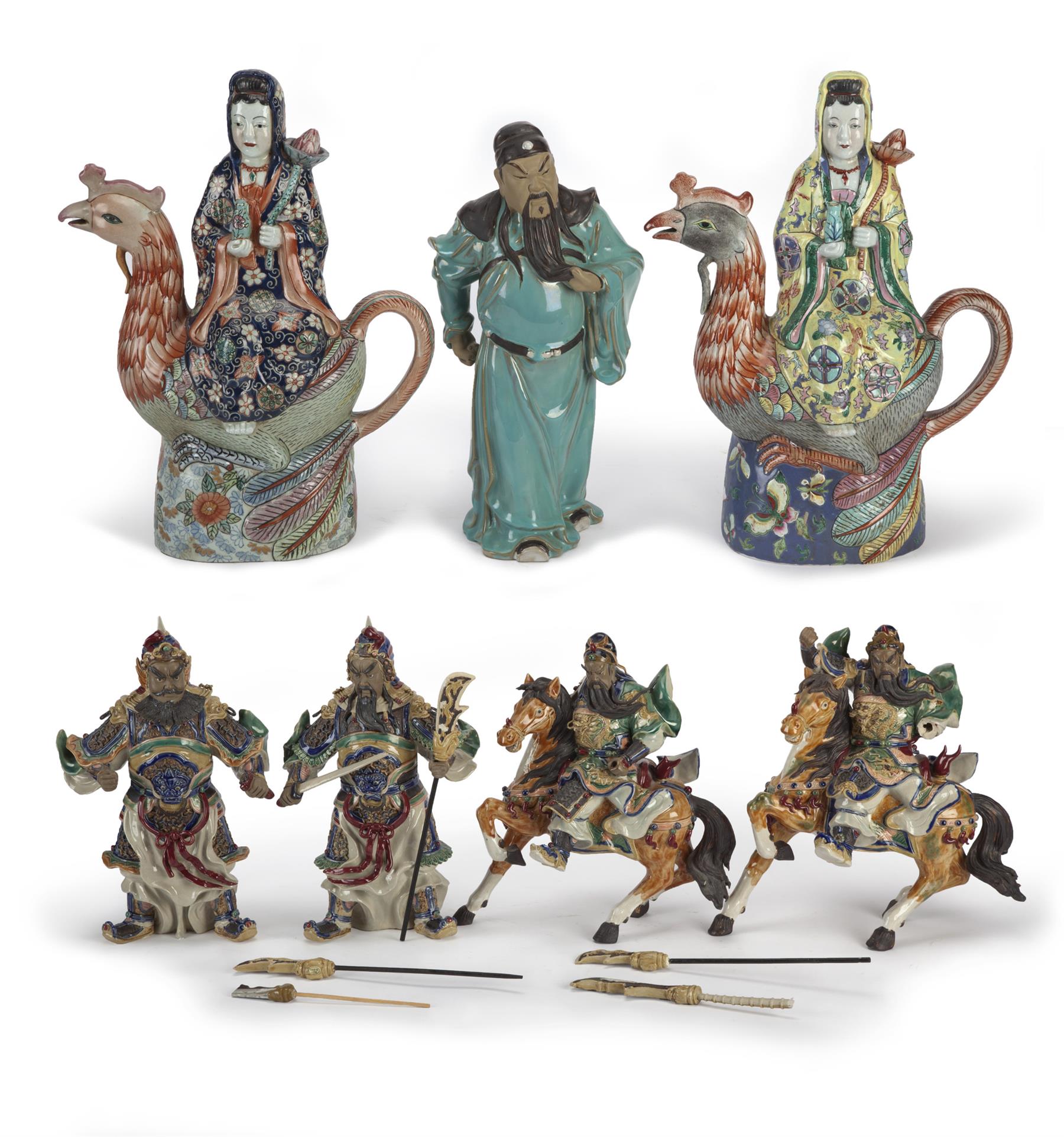 Appraisal: SEVEN CHINESE CERAMIC FIGURES Second half- th century All with