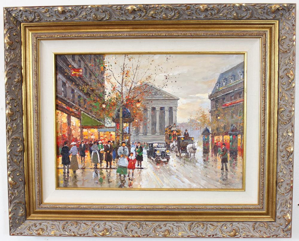 Appraisal: MILAN MILETIC Yugoslavia born oil on canvas Paris street scene