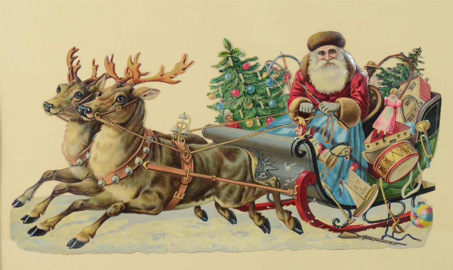 Appraisal: Raphael Tuck die cut depicting Santa in a toy-filled sleigh