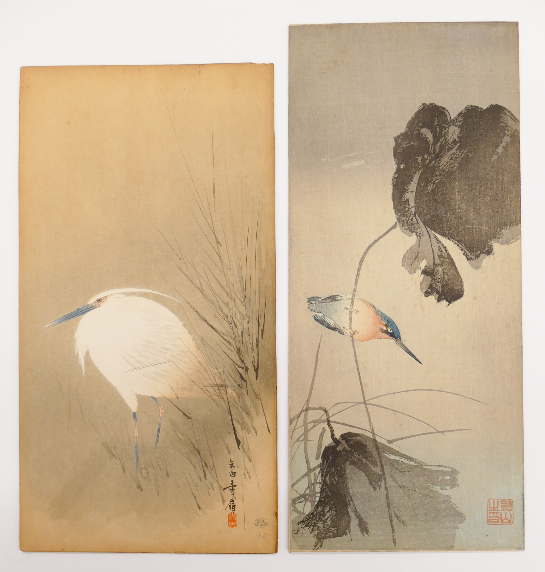 Appraisal: pc Ohara Koson Style Bird Woodblock Prints Includes Kingfisher x