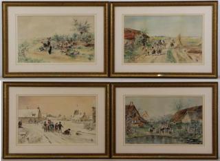 Appraisal: CUNNINGHAM J W Lot of Watercolors Each monogrammed in lower