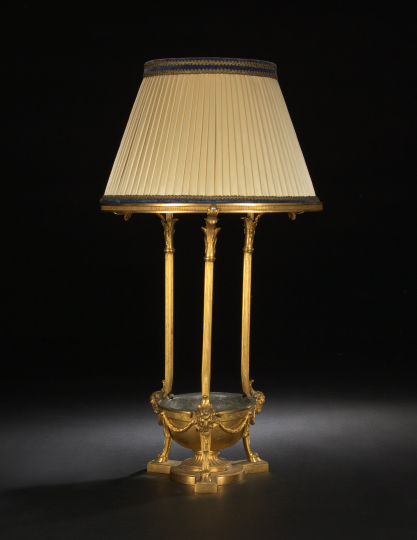 Appraisal: Good French Gilded Brass Table Lamp ca in the Louis