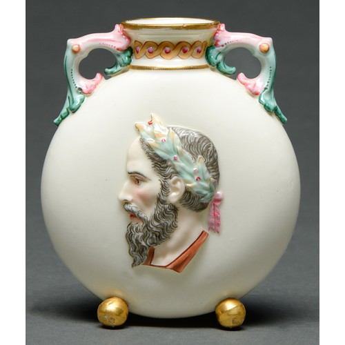 Appraisal: A Royal Worcester moon flask c moulded in relief to