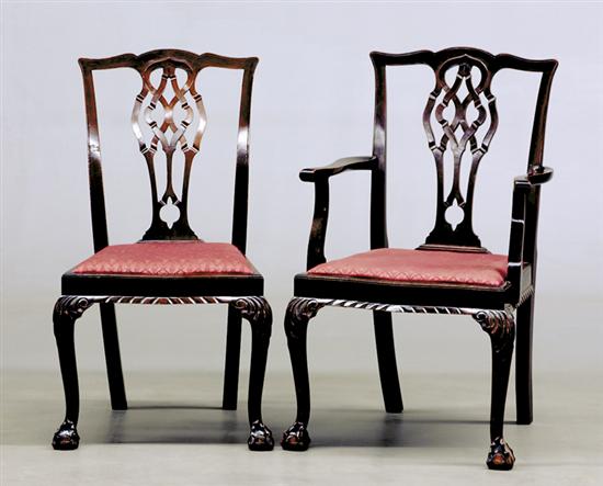 Appraisal: George III style carved mahogany dining chairs set of six