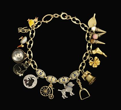 Appraisal: karat yellow gold charm bracelet Charm bracelet set with fourteen