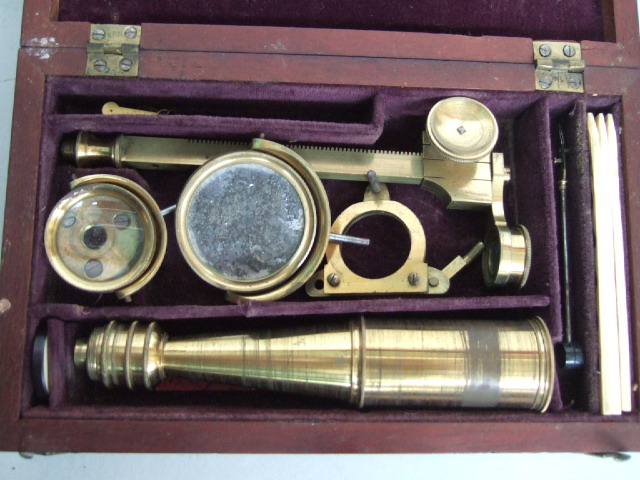 Appraisal: A students lacquered brass travelling microscope late th century with