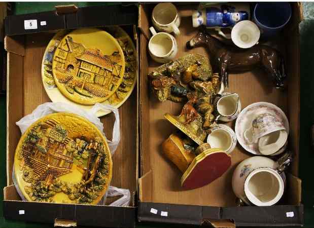 Appraisal: Two Trays featuring a collection of various pottery to include