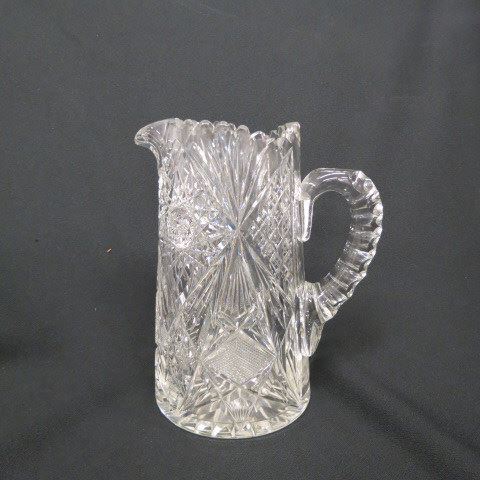 Appraisal: Cut Glass Pitcher starburst diamond and ray designs brilliant period