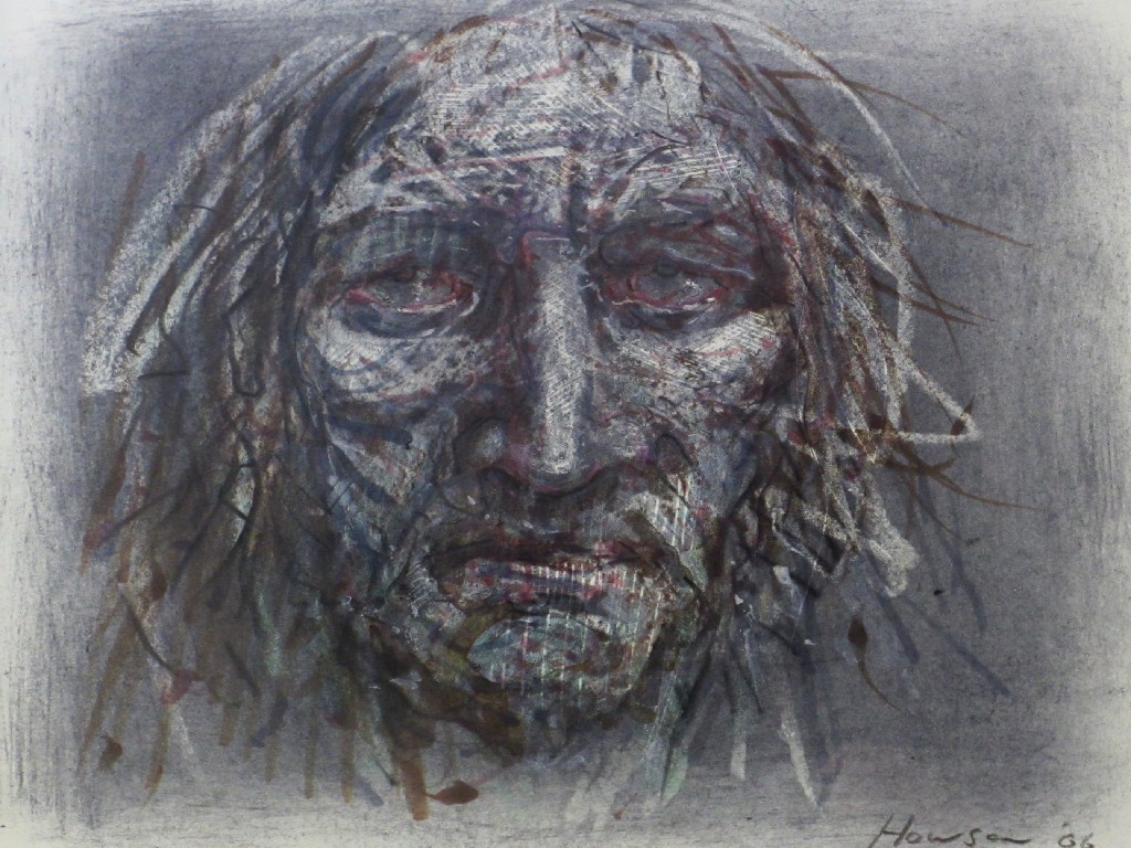 Appraisal: PETER HOWSON OBE b THE SHROUD Mixed media signed and