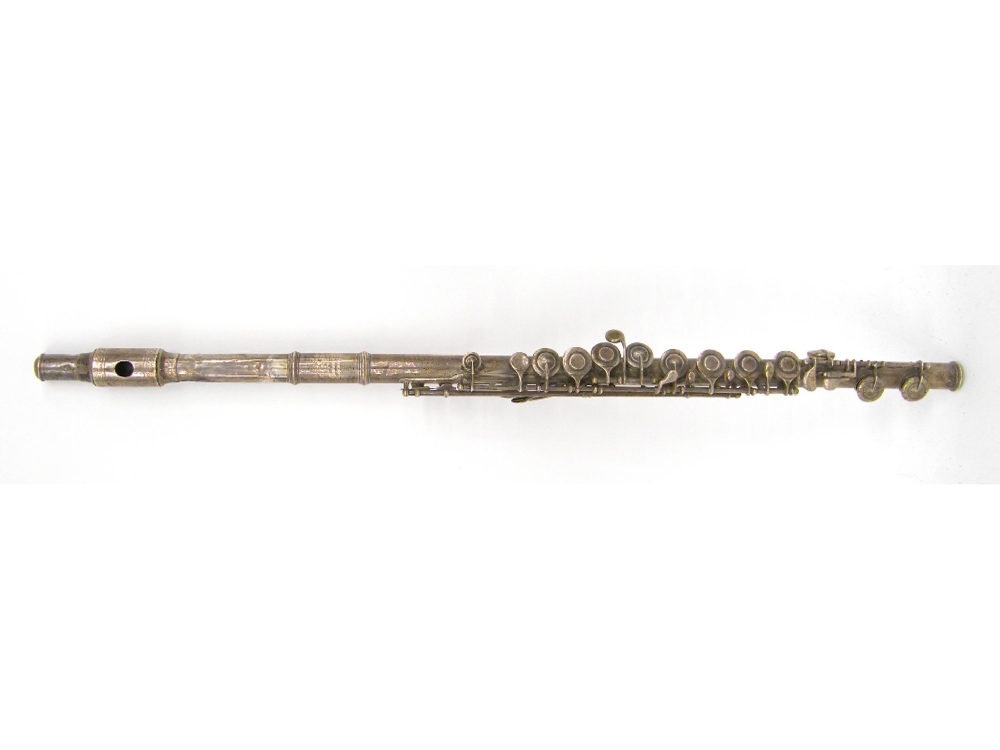 Appraisal: English silver flute by and stamped Rudall Carte Co Charing