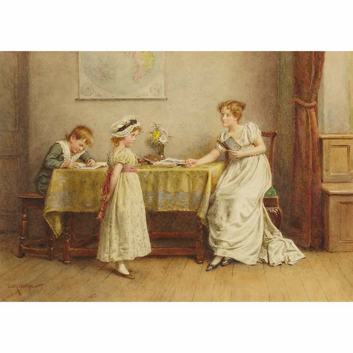 Appraisal: George Goodwin Kilburne - British THE GOVERNESS Watercolour signed lower