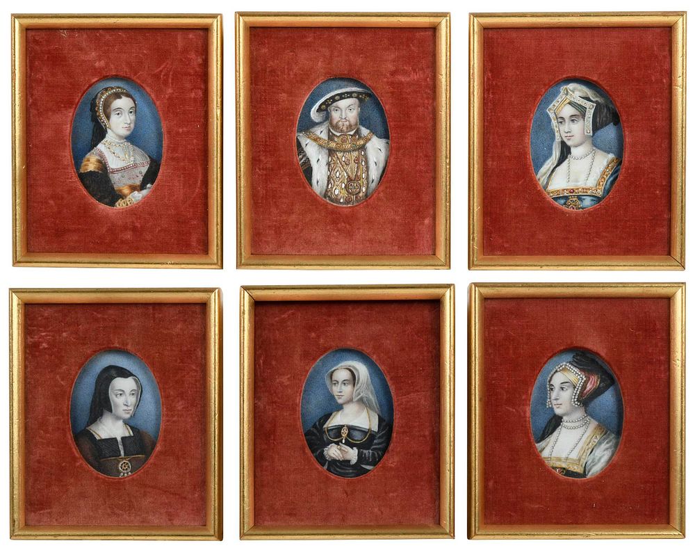 Appraisal: Six Portrait Miniatures of Henry VIII and Wives British late