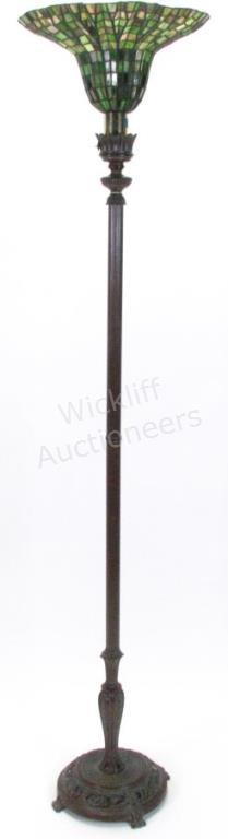 Appraisal: A period-style floor lamp with bronzed cast metal base having