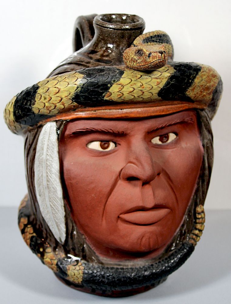 Appraisal: Outsider Art Melvin Crocker Indian with Rattlesnake no Crocker Melvin