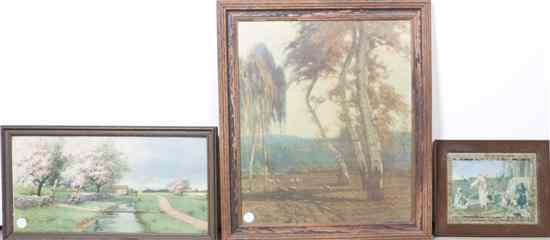 Appraisal: A Group of Three Prints two depicting landscapes together with