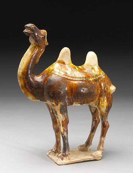 Appraisal: A small sancai glazed pottery model of a camel Tang