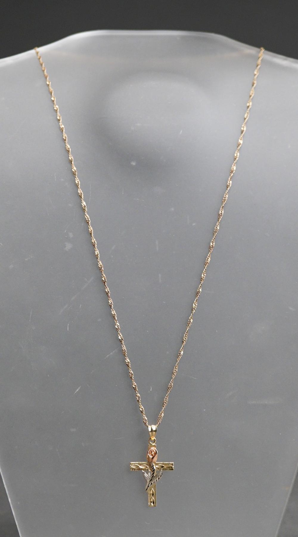 Appraisal: -Karat Yellow-Gold 'Cross' Pendant Necklace dwt L of chain in