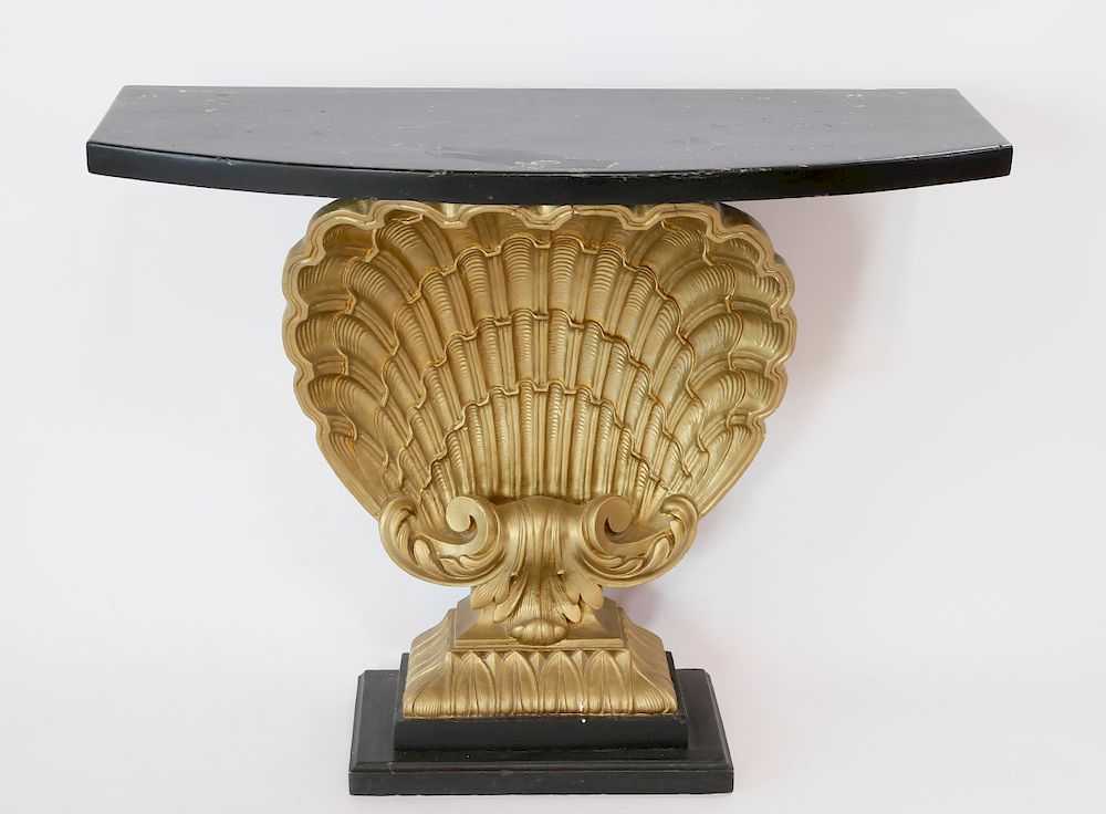 Appraisal: Gilded Shell Decorated Console Table Exclusive on Bidsquare Gilded Shell