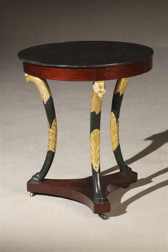 Appraisal: Continental Neoclassical Parcel Gilt and Green Painted Wood Mahogany Marble-Top