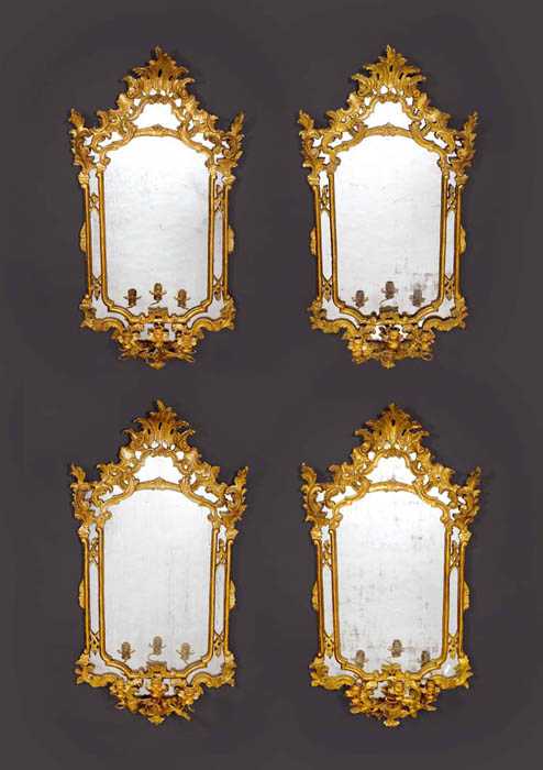 Appraisal: SET OF LARGE GIRANDOLES Louis XV Northern Italy circa Pierced