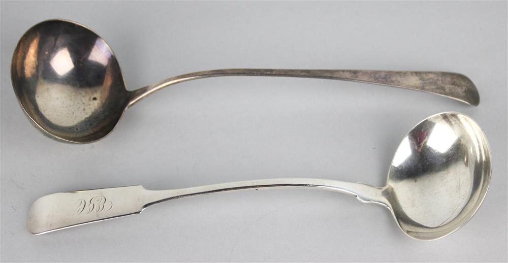 Appraisal: TWO ENGLISH SILVER LADLES one possibly by John Beldon London