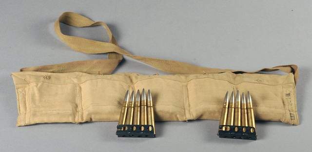 Appraisal: Bandoleer of British military ammunition with dated rounds clips of