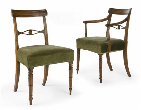 Appraisal: A set of ten George IV mahogany dining chairs circa