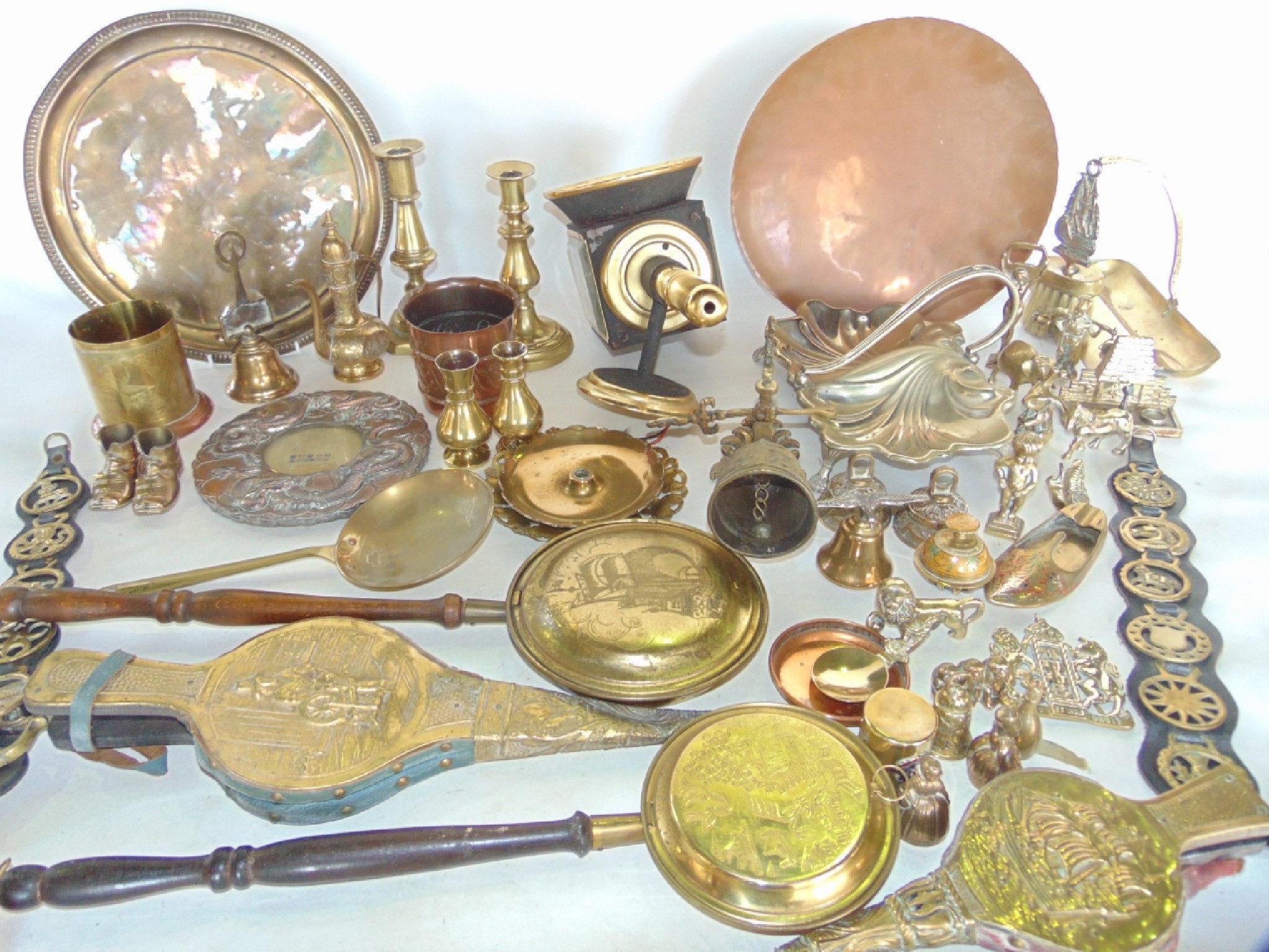 Appraisal: A box of assorted antique and later metal wares to