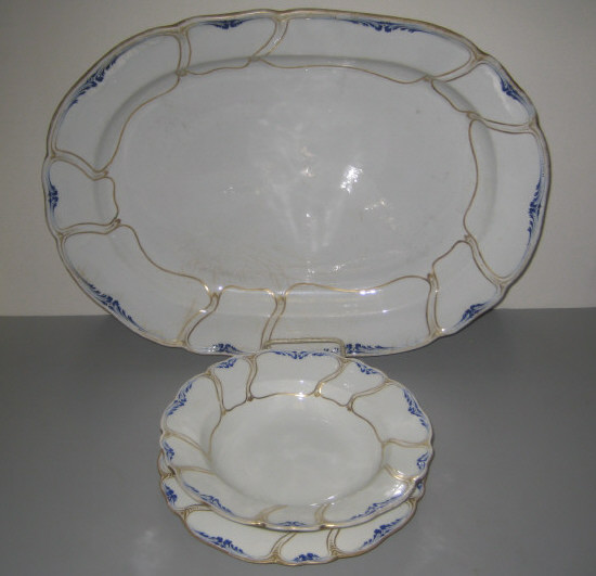 Appraisal: DERBY PORCELAIN WORKS CIRCA Partial dinner service blue enamel foliate